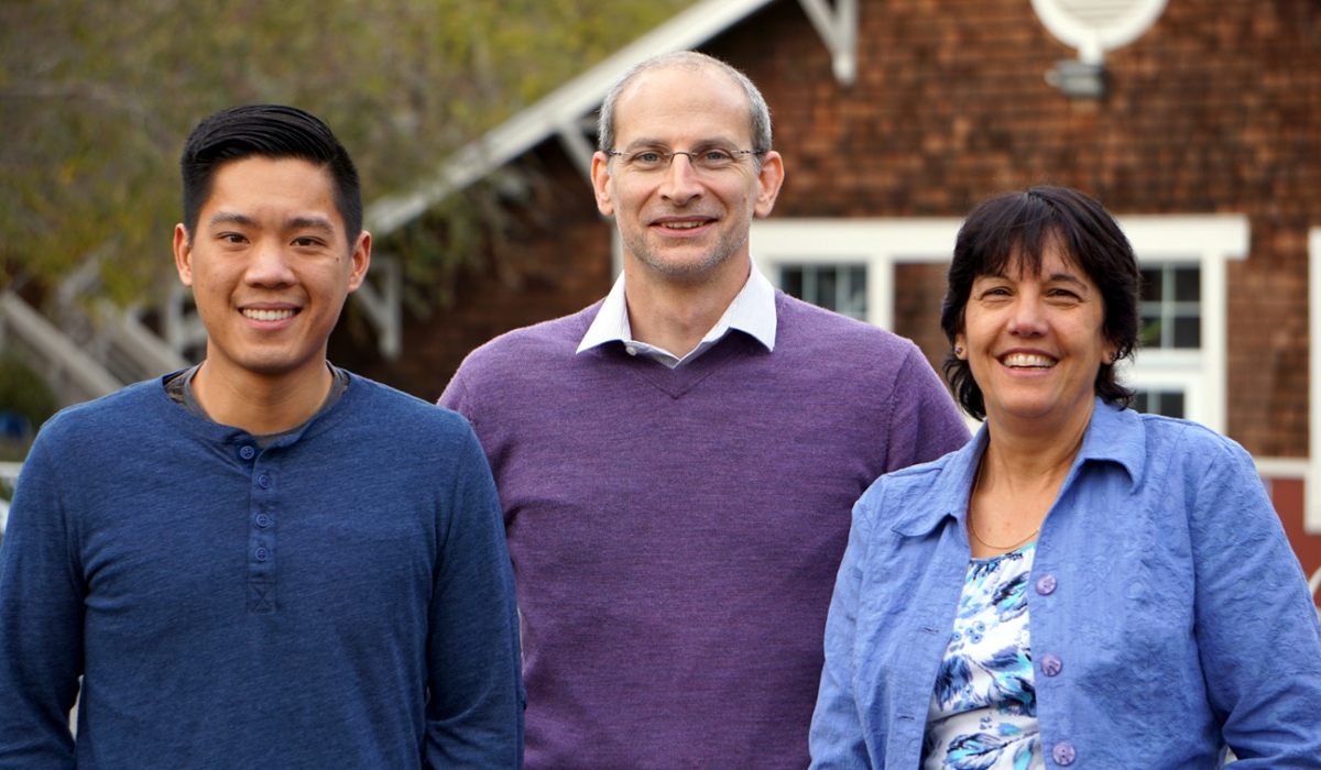 Graduate student Phil Yuen with Professor Sheila David and their collaborator, Dr. Brandt Eichman.