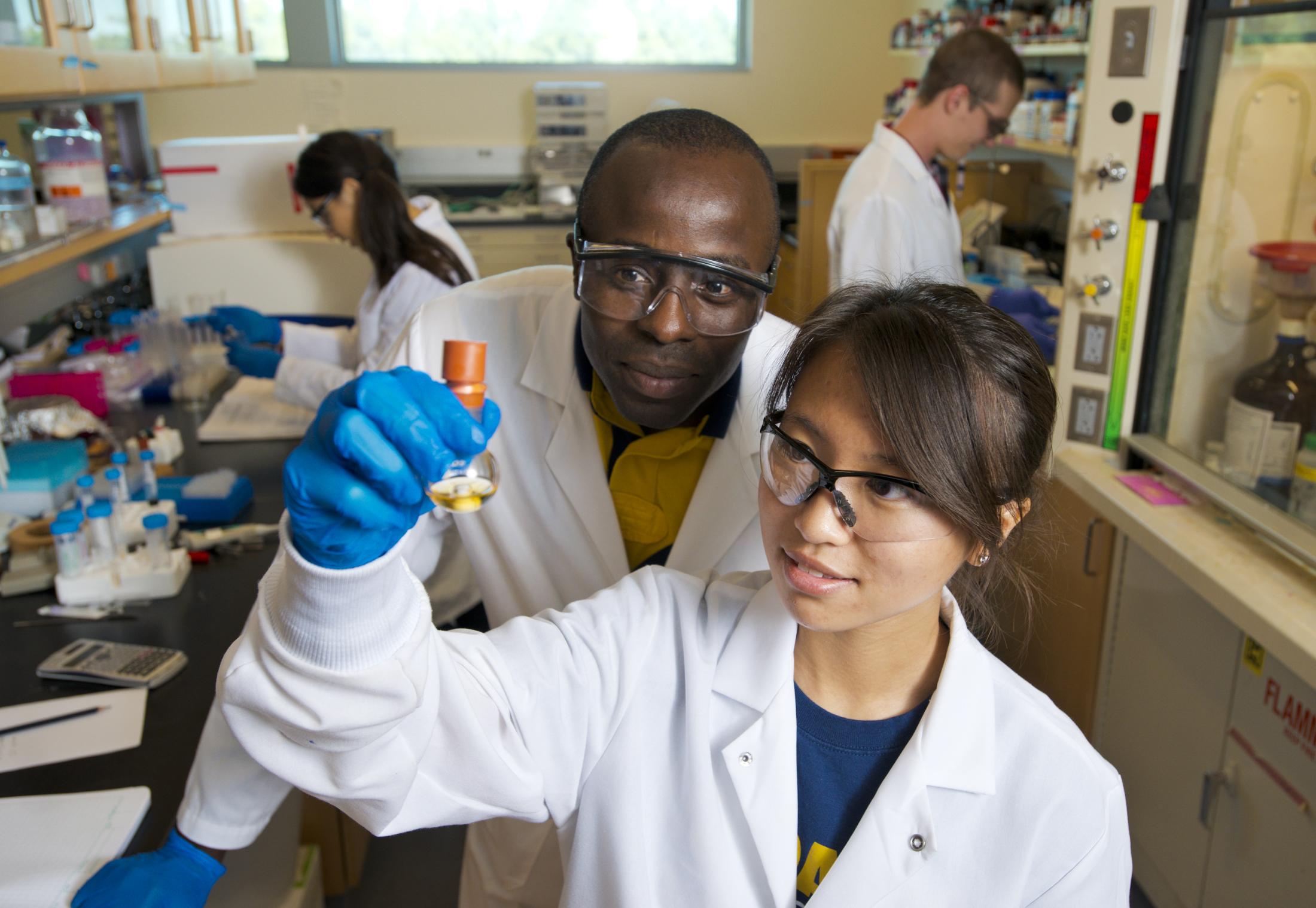Two students in a lab