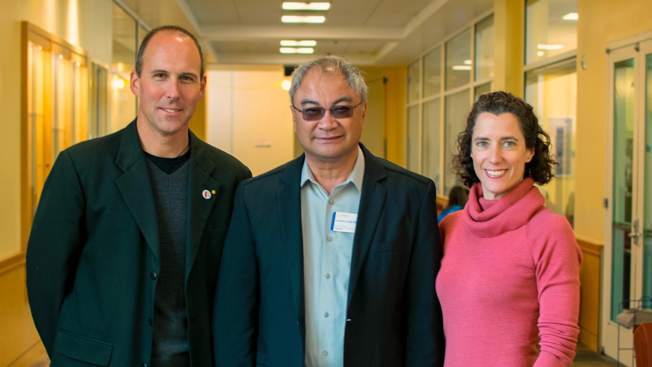 Professors Jared Shaw, Carlito Lebrilla and Annaliese Franz