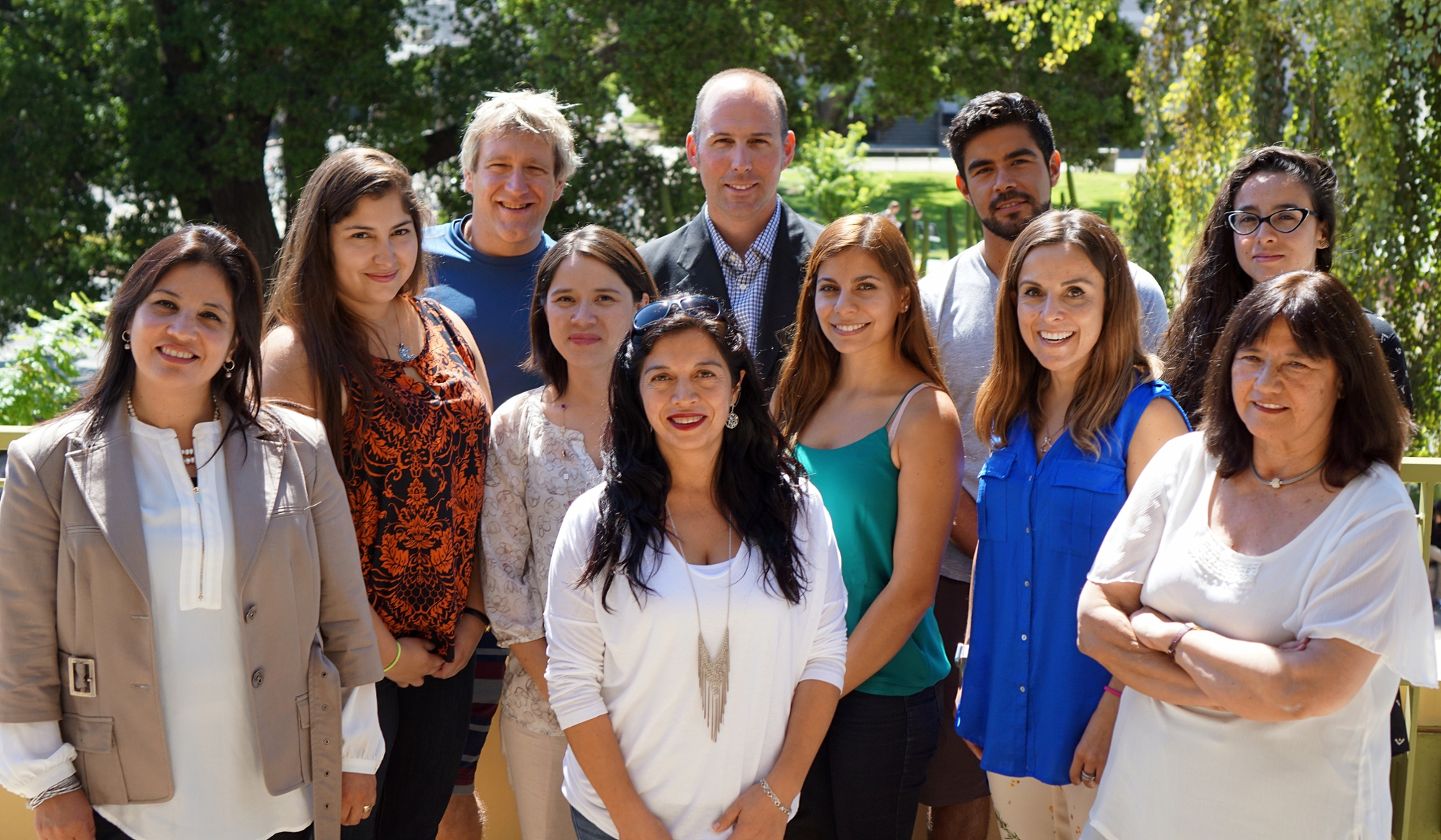 Professors Augustine and Shaw with the delegation of professors and students visiting from Pontificia Universidad Catolica de Chile.