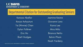 20-21 Chemistry Awards - Departmental Citation for Outstanding Graduating Seniors