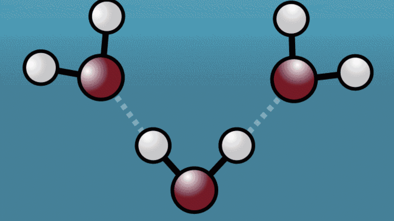 When heated with a burst of laser light, hydrogen bonds between water molecules shorten briefly. The work sheds new light on the structure of water. (Greg Stewart/SLAC)