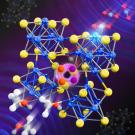 A three dimensional rendering of a heterointercalant Chevrel phase sulfide structure
