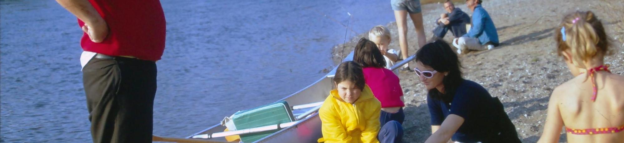 Jim Swinehart with family and friends at the American River in 1973
